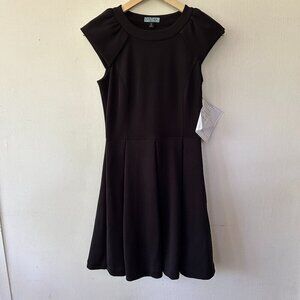 Cynthia Little Black Dress Womens Small Black Ruffle Sleeves Side Zip